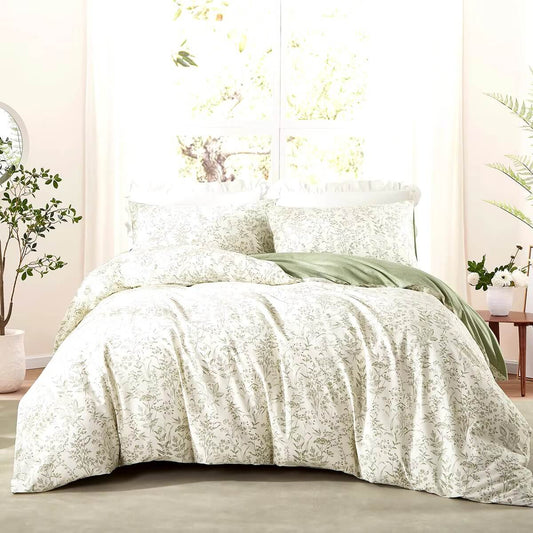 Flower duvet cover with reversible print, 100% Cotton