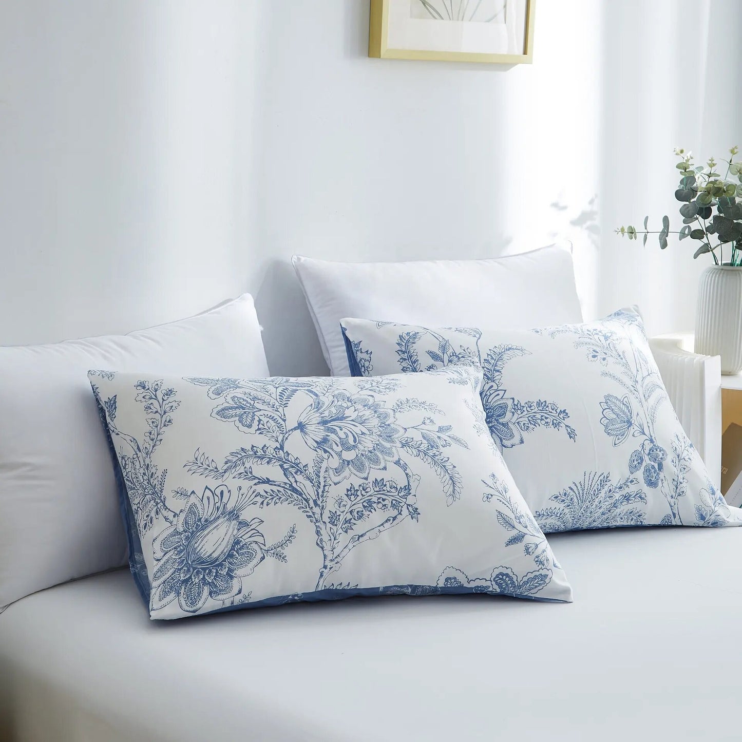 Blue and White Flowers Duvet Cover, soft touch.
