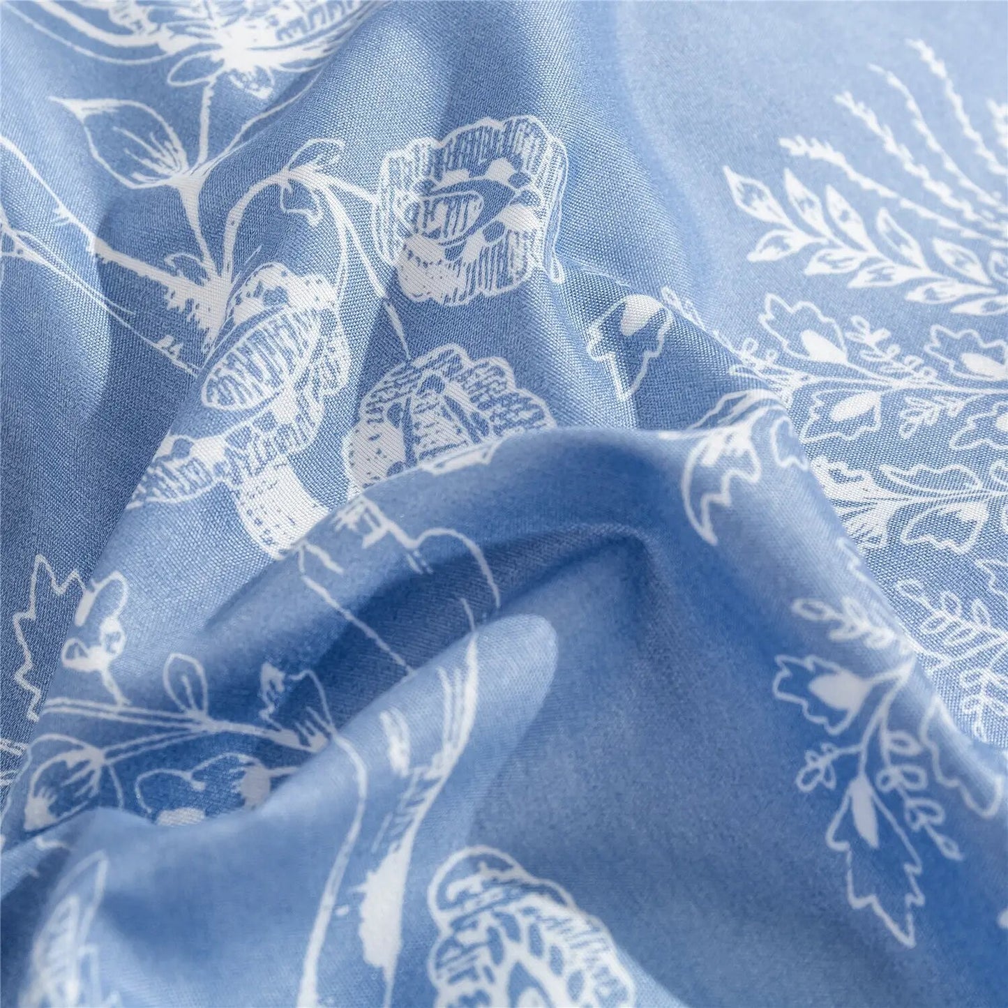 Blue and White Flowers Duvet Cover, soft touch.