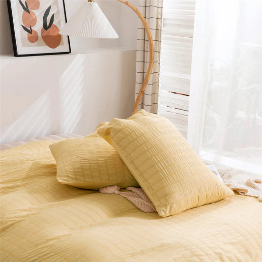 Yellow Striped Duvet Cover with Relief and soft to the touch.