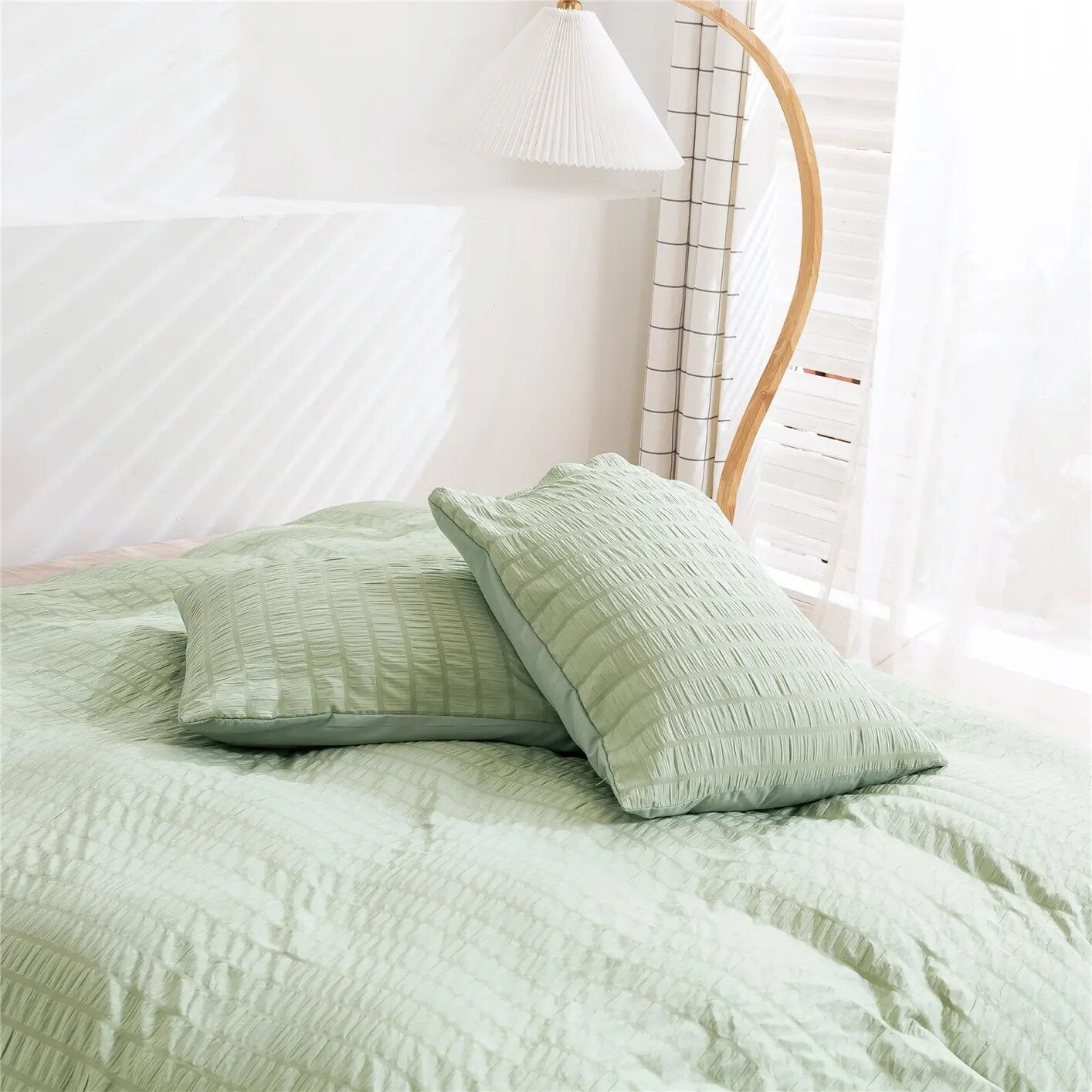 Green Striped Duvet Cover with Relief and soft to the touch.