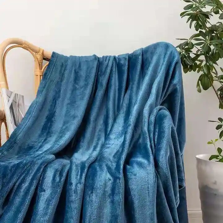 Dark blue fleece blanket for sofa and bed, large blanket and soft touch.