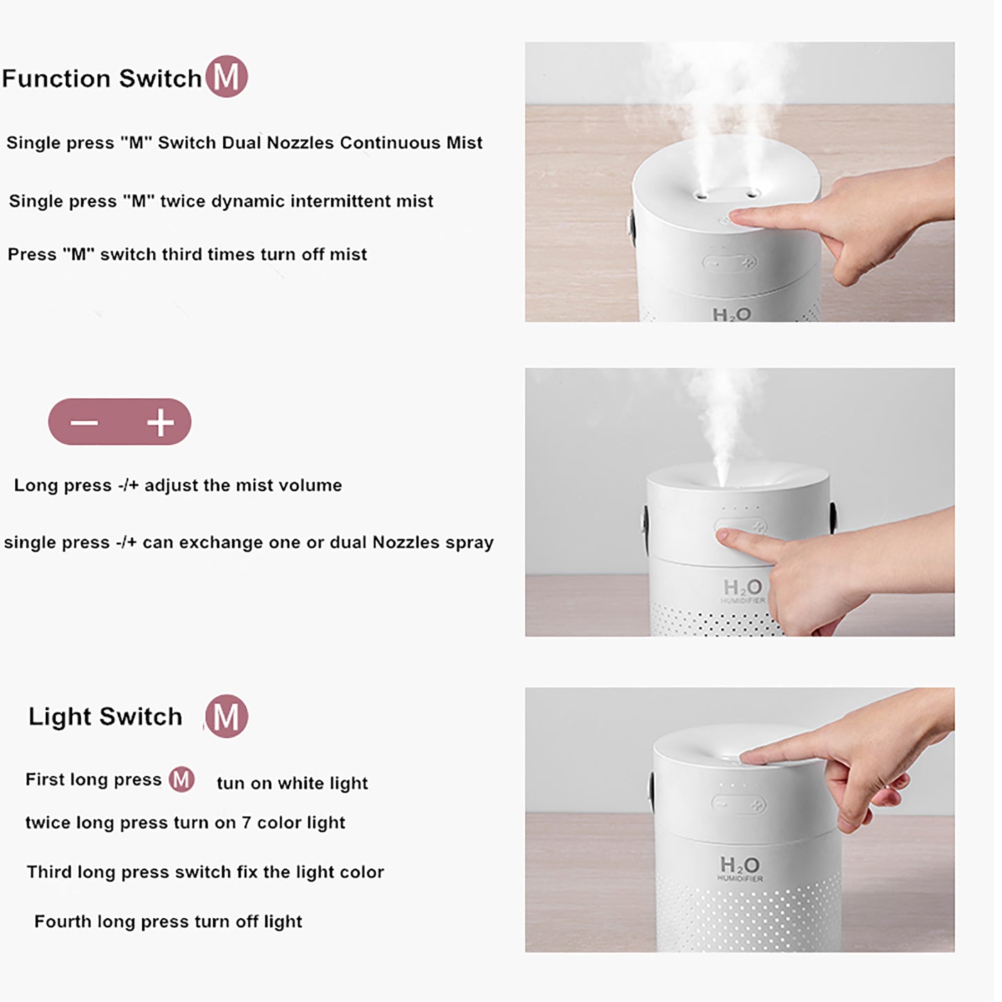 Humidificador Portátil Cylinder. Color Rosa. - Oma Home