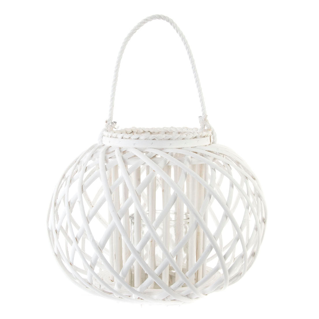 Portavela mimbre 40cm x 33cm. Blanco. - Oma Home