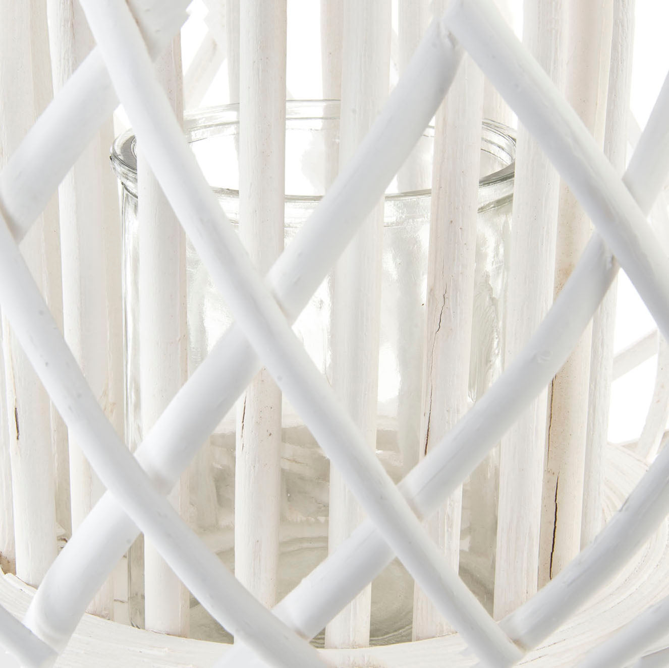 Portavela mimbre 40cm x 33cm. Blanco. - Oma Home