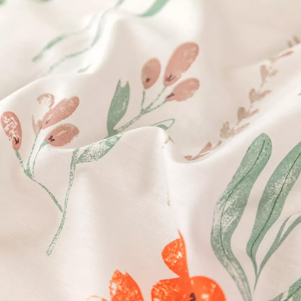 Flower duvet cover with reversible print, 100% Cotton