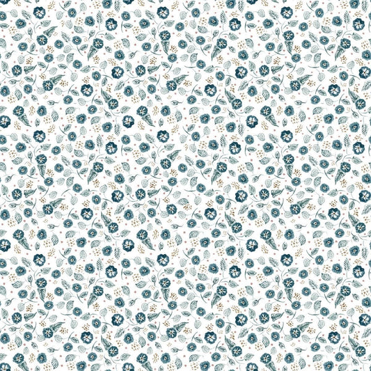 Funda nórdica reversible con estampado de flores azules y blancas. - Oma Home