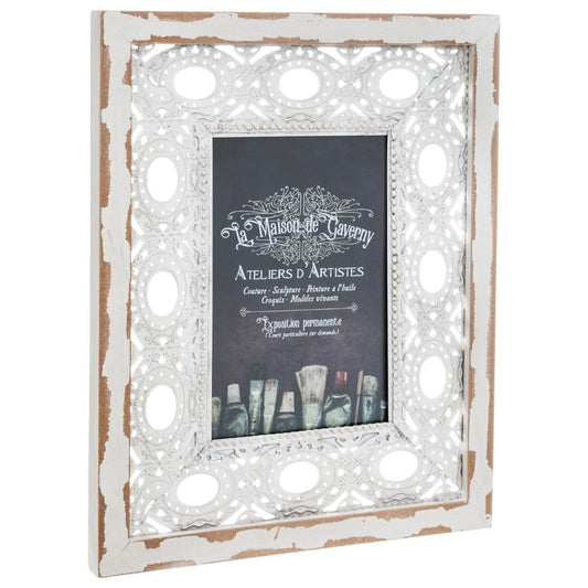 Marco de fotos 10cm x 15cm. Efecto envejecido. Color blanco - Oma Home