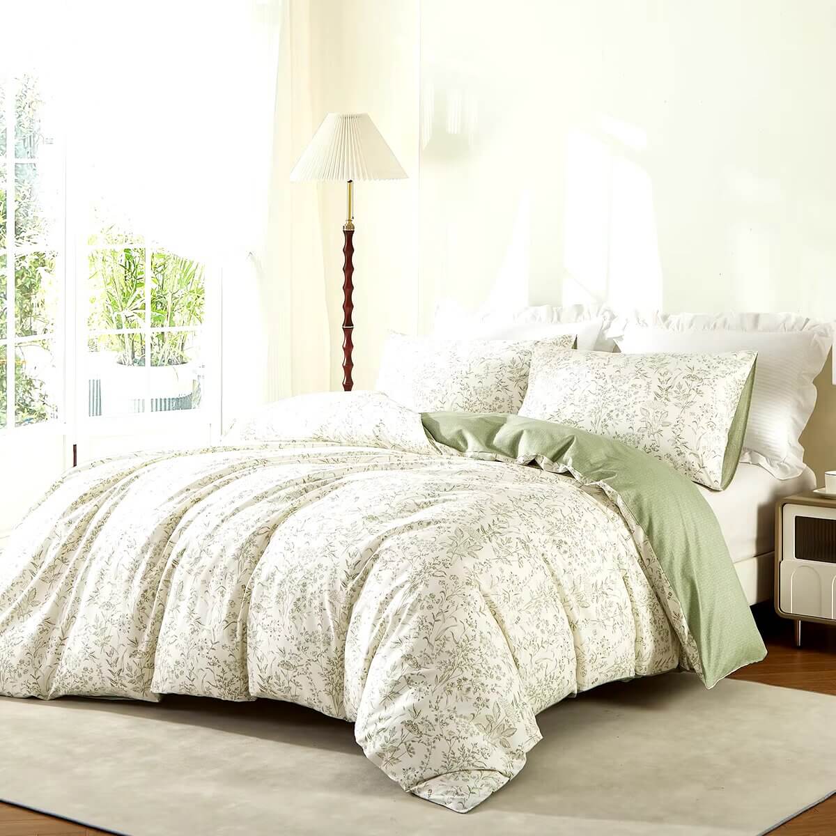 Flower duvet cover with reversible print, 100% Cotton