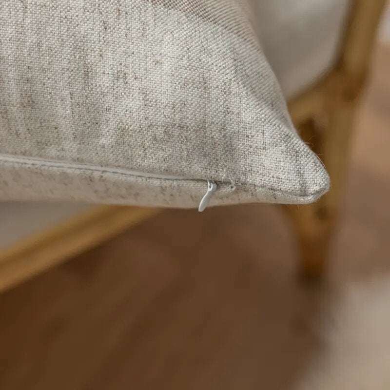 Beige Striped Linen Cushion Cover – Ideal for Sofas, Beds, and Nordic Decor
