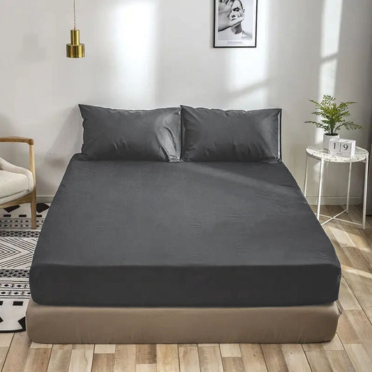 Dark gray fitted sheet 100% cotton 200 threads. High quality, very soft and resistant.