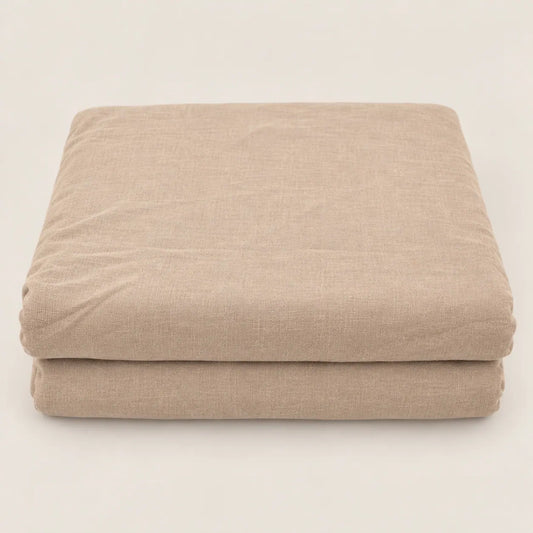 Folded 100% cotton stone brown duvet cover, 144 thread count. - Oma Home