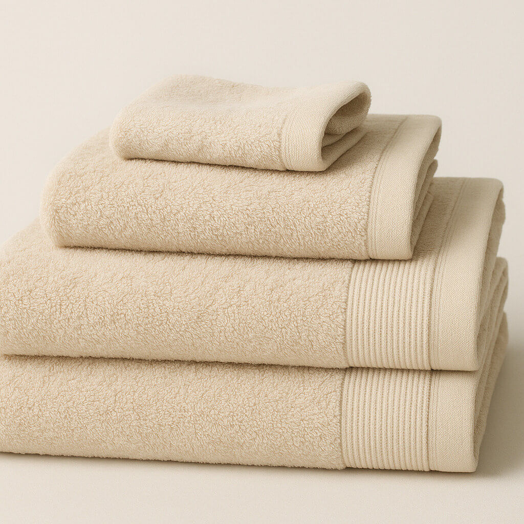 100% Cotton Basic Beige Towel, 450 g/m², Soft and Absorbent