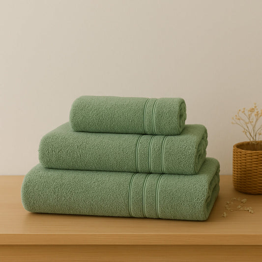100% Egyptian cotton towel, 700g/m2, green. Extra soft and highly absorbent.