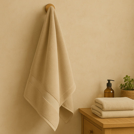 Zero Twist Towel 100% Cotton Beige – 600 g/m², extra soft and absorbent