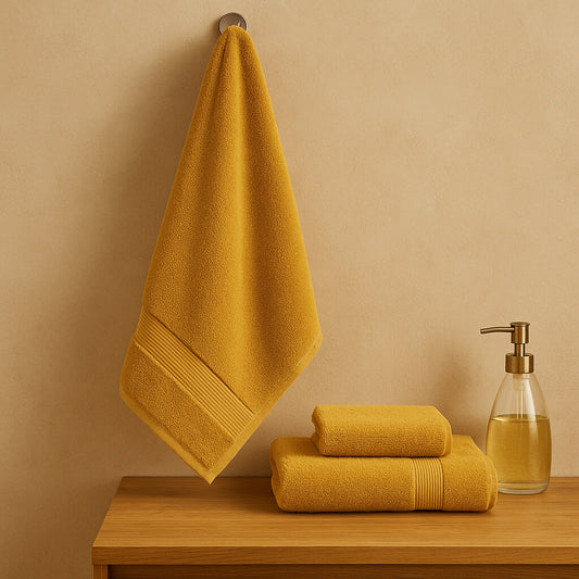 Zero Twist Towel 100% Cotton Mustard – 600 g/m², extra soft and absorbent