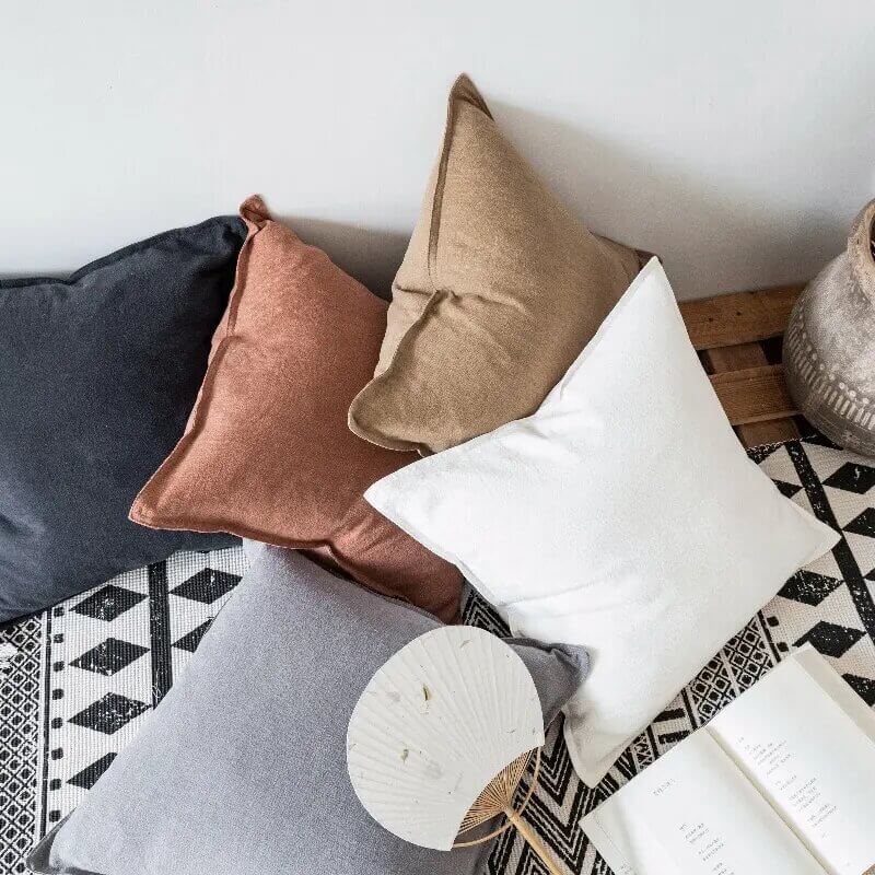 Natural Linen and Cotton cushion cover Dark Gray - Black: minimalist elegance for your home.