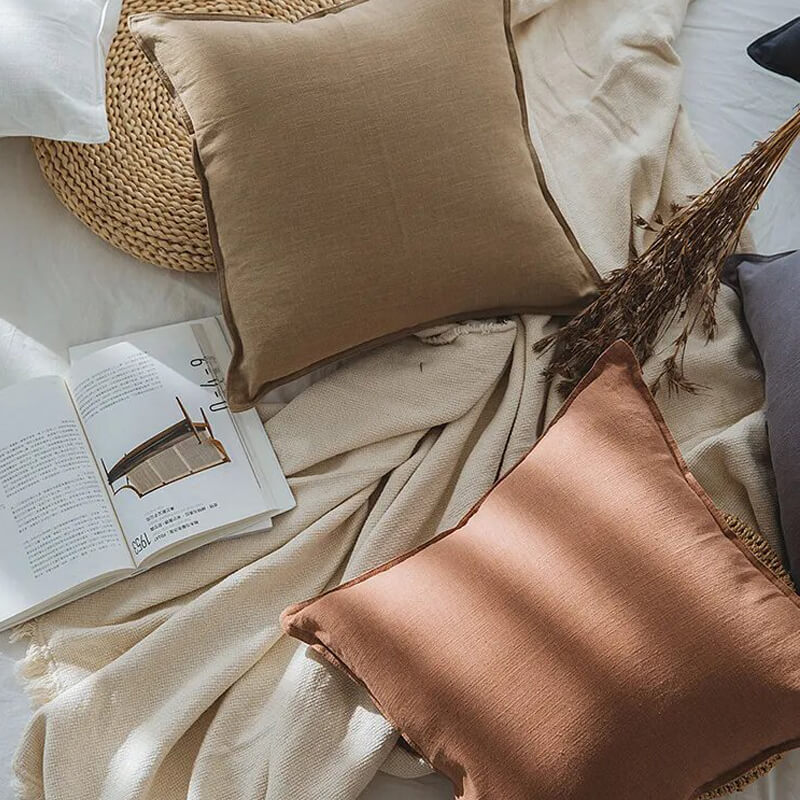 Natural Beige Linen and Cotton cushion cover: minimalist elegance for your home.