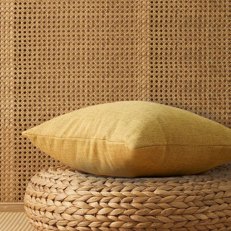 Linen and natural cotton cushion cover. Beige.