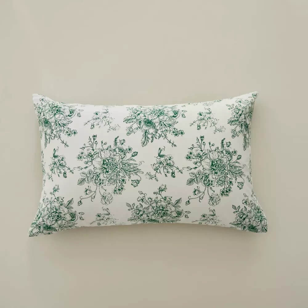 Green flower duvet cover with reversible print, 100% Cotton.