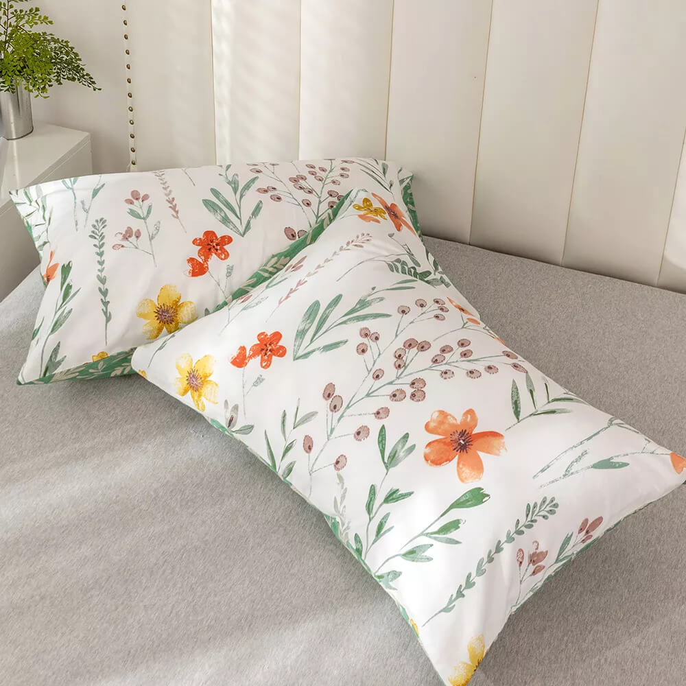Flower duvet cover with reversible print, 100% Cotton
