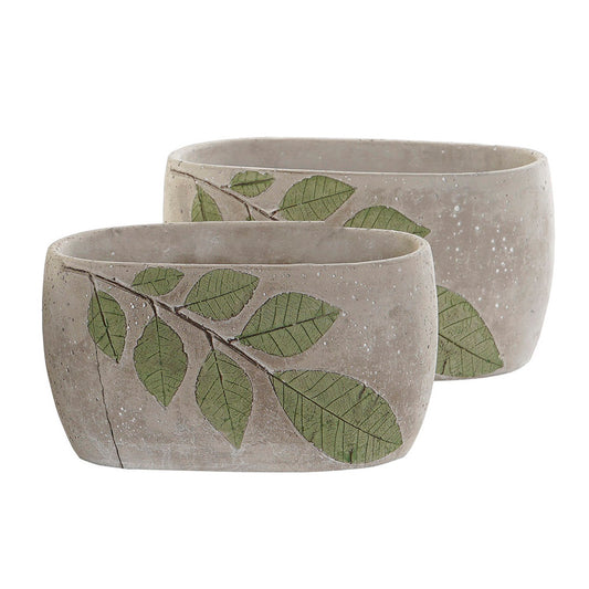 Macetero hojas. Color gris. - Oma Home